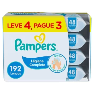 Kit Lenço Umedecido Pampers Higiene Completa 48 unidades 4 pacotes