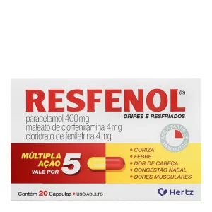 Resfenol Paracetamol 400mg + Cloridrato Fenillefrina 4mg + Maleato de Clorfeniramina 4mg 20 cápsulas